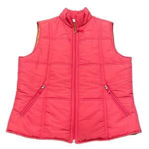 Liz Claiborne Puffer Vest Women’s Sz Small Pockets Hot Pink w/Neon Green
